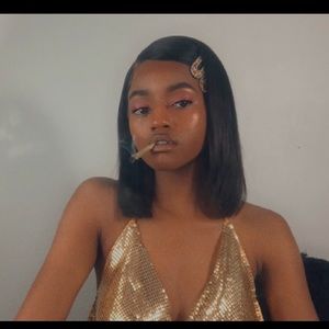 Gold Sequins Halter Top